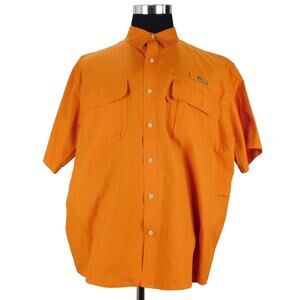 GH Bass Earth Orange Cotton Polyester Short Sleeve Button Mens XL Shirt